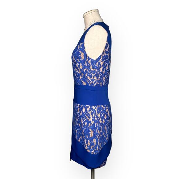 BCBGMAXAZRIA Dalia Dress Asymmetric Lace Cocktail Coquette Creative Party Blue - Picture 7 of 14